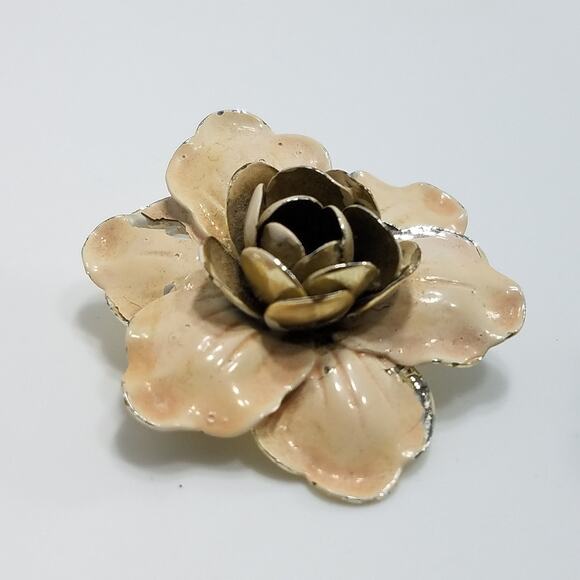 Pair of Vintage Enamel Flower Brooches – Pink & Yellow Set - Picture 9 of 10